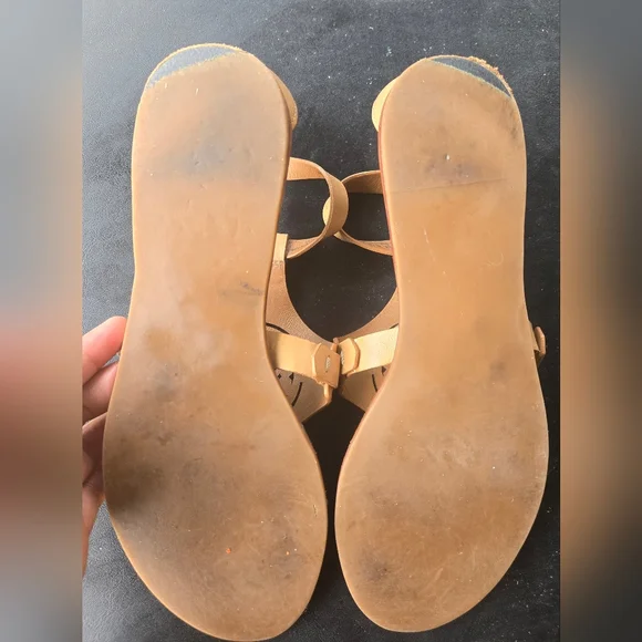 Tory Burch Tan Leather Sandals with Perforated Design - Picture 3 of 7